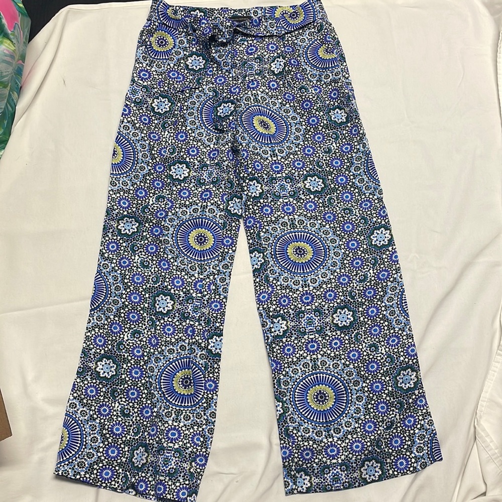 Banana Republic Colorful Blue Green Yellow Pants with Belted Tie Size 10